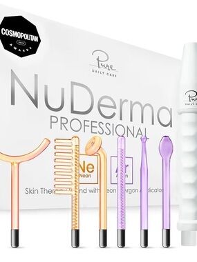 NUDerma Professional Neon Facial Tool Set — Pink & Gold